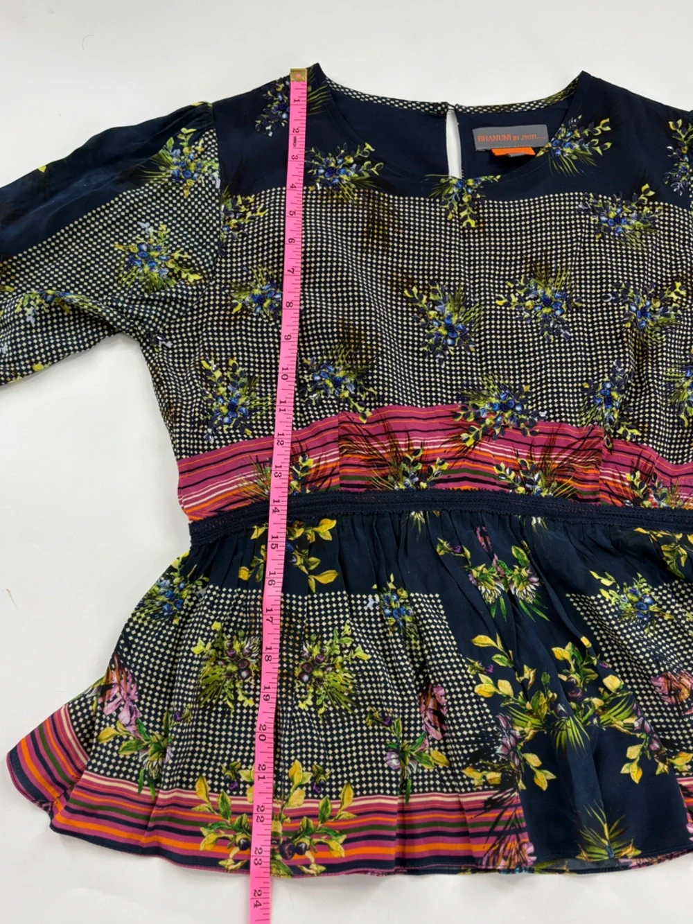 Anthropologie Bhanuni by Jyoti Floral Peplum Short-Sleeve Blouse - Picture 9 of 11